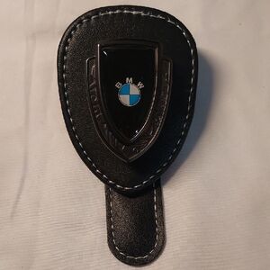 BMW Black Leather Sunglass Holder with Logo
